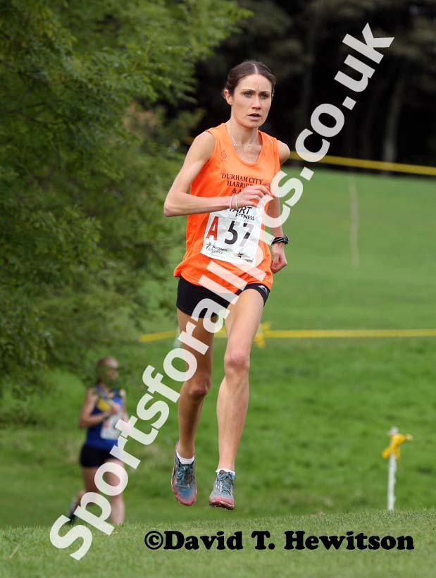 Rosie Smith (Durham City) leads on the first leg and recorded the fastest time of the day during the senior womens Northern Cross Country Relays, Graves Park, Sheffield.